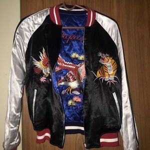 Embroidered reversible bomber jacket